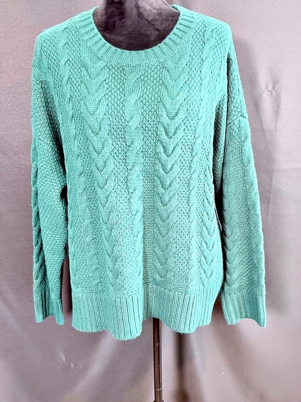 Torrid Cable Cropped Pullover Crew Sweater Cable Knit Crew Sweater Green 2X NWT